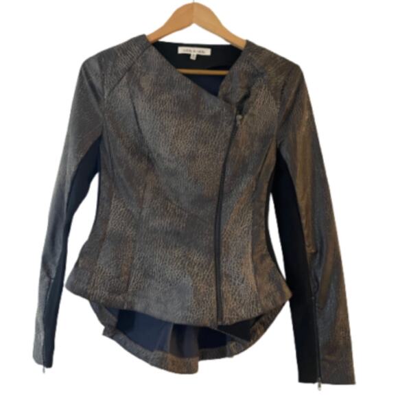 Robbi & Nikki Asymmetrical Zip Jacket Blazer Gray Black - Size S - Picture 1 of 9